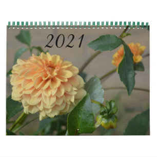 Calendário 2021 com 12 meses de dahlias