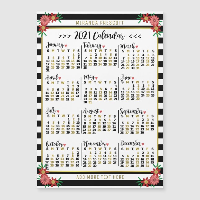 Calendário 2021 (Consulte Descrição de Nova Versão (Frente)