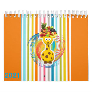 Calendário 2021 Meninos Calendar Girafa Porcos, Vacas, Cavalo