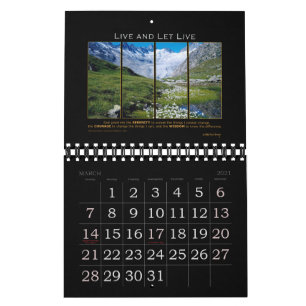 Calendário 2021 Serenity Prayer God Grant Cote Recovery