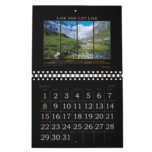 Calendário 2021 Serenity Prayer God Grant Cote Recovery (Mar 2026)