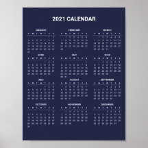 Calendário 2021 Simples E Elegante | POSTER