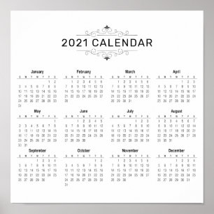 Calendário 2021 Simples E Elegante POSTER