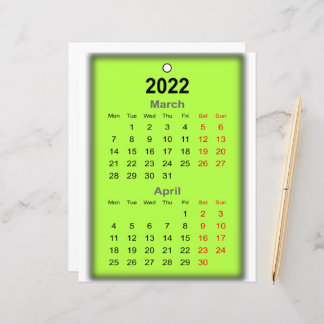 Calendário 2022 Impressão de abril..