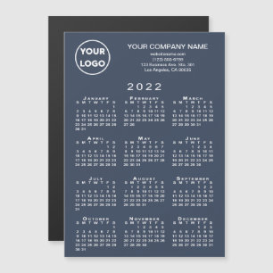 Calendário 2022 Logotipo comercial Texto Marinho 