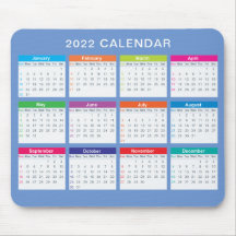 Calendário 2022 Simples e Colorido | Mousepad
