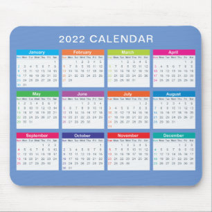 Calendário 2022 Simples e Colorido   Mousepad
