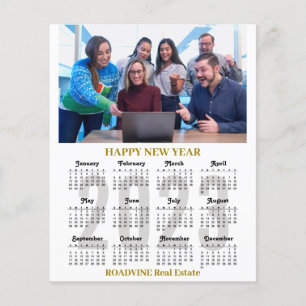 Calendário 2023 Cartão Preto Dourado para Negócios