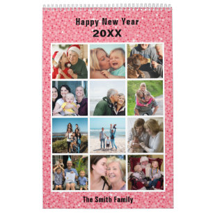 Calendário 2023 Novo Ano da Família Moderna 24 Foto Cor-de-Ro