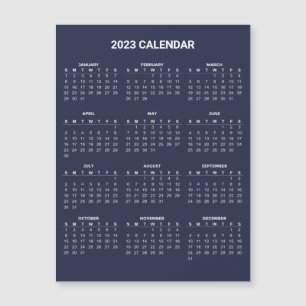 Calendário 2023 Simples E Elegante   Cartão magnét