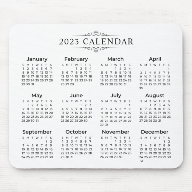 Calendário 2023 Simples E Elegante | Mousepad (Frente)