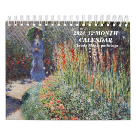 Calendário 2024 12 MONTH CALENDAR Claude Monet paintings