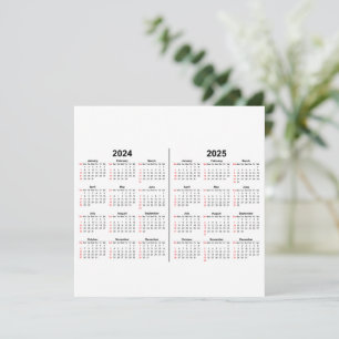 Calendário 2024 2025 2 anos preto branco 