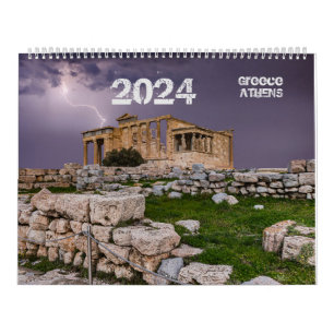 Calendário 2024 ano com fotografia de Atenas, Gréc