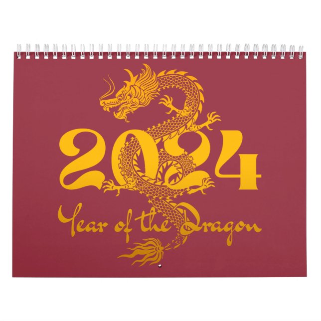 Calendário 2024 Ano Novo do Dragão Chinês (Capa)