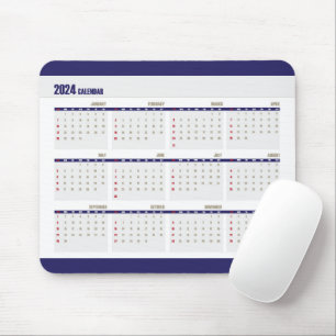 Calendário 2024: Bloco de Mousepad Azul Corporativ