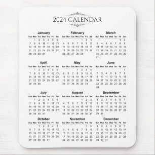 Calendário 2024 Simples, porém Elegante Mousepad