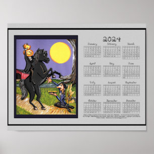 Calendário 2024 Sleepy Hollow Tecido Impressão Fon
