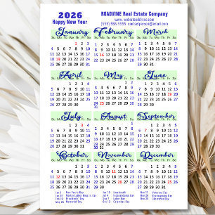Calendário 2025 Blue Script Simple Business Magnét