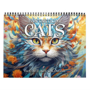 Calendário 2025 Cats Whimsical Fantasy Art Calendar