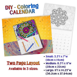 Calendário 2025 - DIY Coloring Mandala Outline Art - (Coração