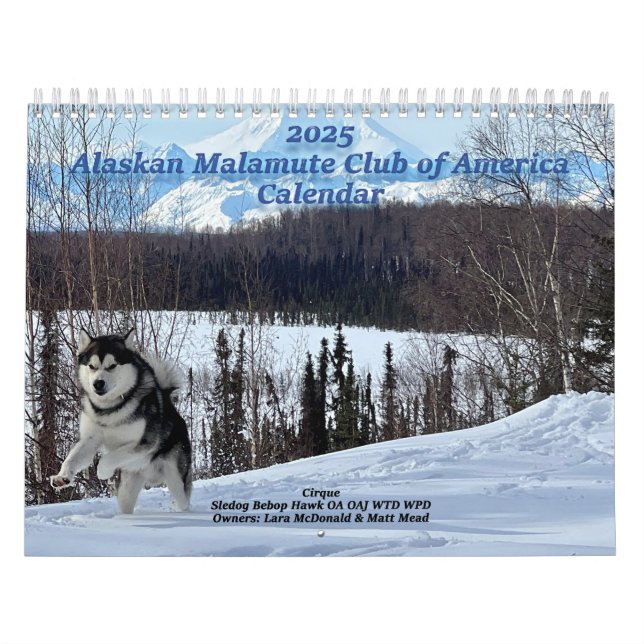 Calendário 2025 do Clube Malamute da América do Al (Capa)
