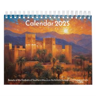 Calendário 2025 dos Kasbahs do Sul de Marrocos