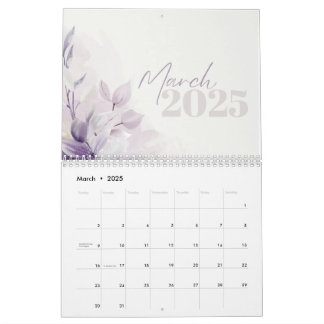 Calendário 2025 Floral Purple Watercolor