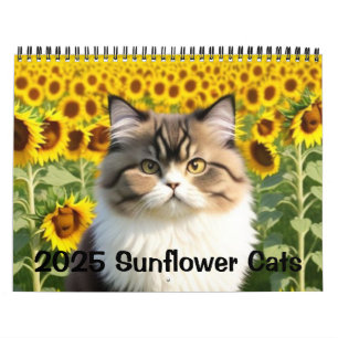 Calendário 2025 Gatos De Girassol