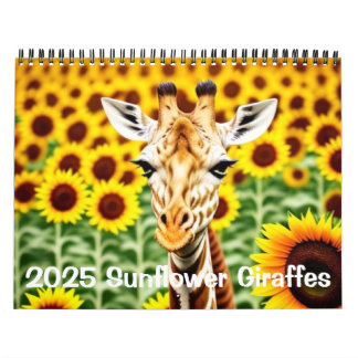 Calendário 2025 Girafas e girassóis