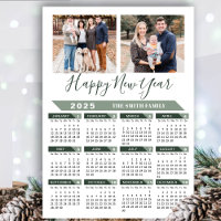 Calendário 2025 Magnético Foto Verde Verde 2