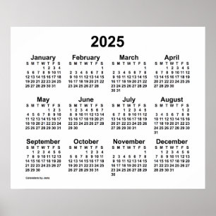 Calendário 2025 Parede Branca por Janz Poster