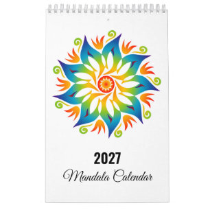 Calendário 2025 Rodas de Flores Mandala Coloridas