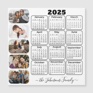 Calendário 2025 Simple Modern 5 Photos Family Magn