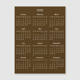 Calendário 2025 Simples E Elegante Cartão Magnét