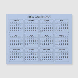Calendário 2025 Simples E Elegante   Cartão Magnét