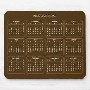 Calendário 2025 Simples E Elegante   Mousepad