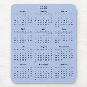 Calendário 2025 Simples E Elegante   Mousepad