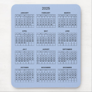 Calendário 2025 Simples E Elegante   Mousepad