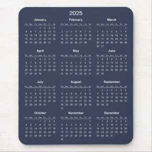 Calendário 2025 Simples E Elegante Mousepad