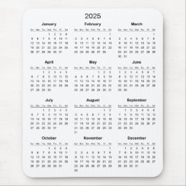 Calendário 2025 Simples E Elegante | Mousepad