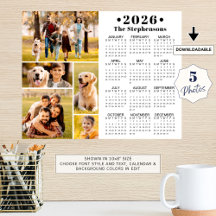 Calendário 2026 5 Colagem de Fotos Poster Personal