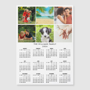 Calendário 2026 6 Colagem de Fotos Ímã Moderno