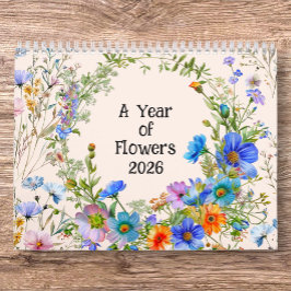 Calendário 2026 A Year of Flowers - Wall Calendar