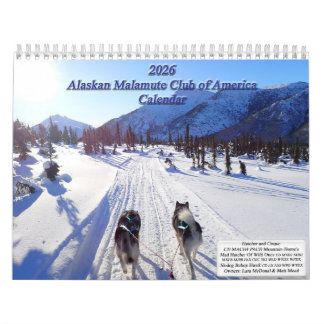 Calendário 2026 Alaskan Malamute Club of America Calendar