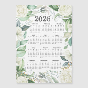 Calendário 2026 Aquarela Eucalyptus White Floral