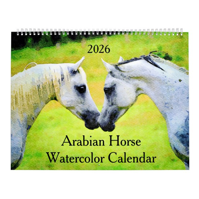 Calendário 2026  Arabian Horse Lover Gift Watercolor Painting (Capa)