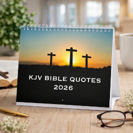 Calendário 2026 Bíblia KJV Escritura Três Cruzes Igreja