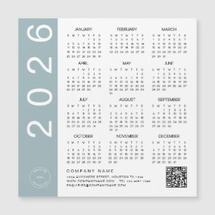 Calendário 2026 Borda Azul Limite QR Logotipo da e