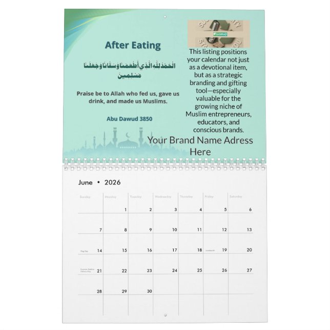 Calendário 2026 Brandable Islamic Hijri Calendar – Mindfulnes (Jun 2026)